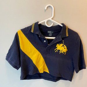 Blue and Yellow Ralph Lauren Cropped Polo